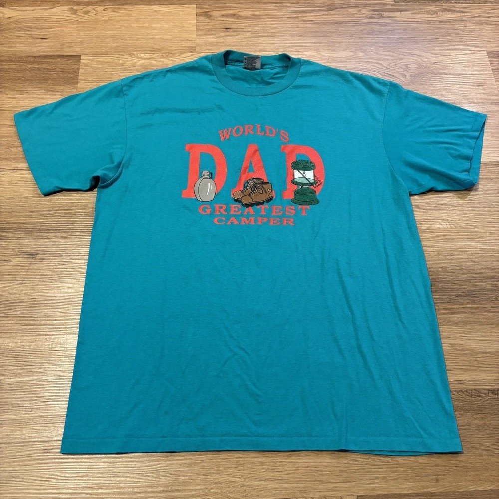 Vintage T-Shirt Mens XXL Worlds Greatest Camper DAD Single Stitch Tee USA Oneita